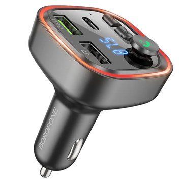 АЗП з FM-модулятором BOROFONE BC48 Broad QC3.0 car BT FM transmitter 18W Black 297311263 фото
