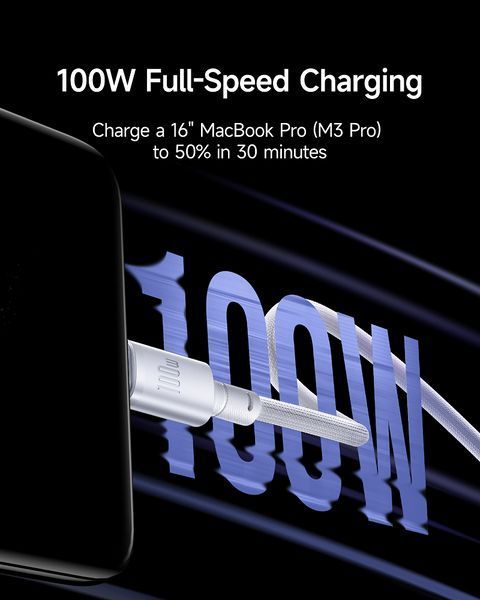 Кабель Baseus New Braided Fast Charging Cable USB-A to USB-C 100W/7.5W 1m Cosmic Black 235706414 фото