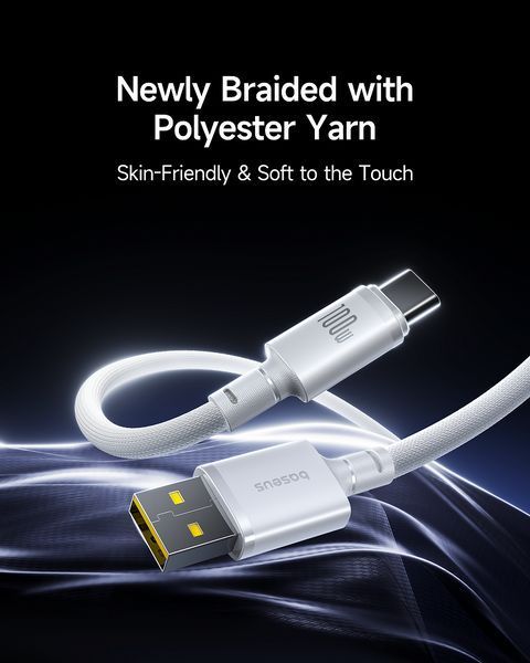 Кабель Baseus New Braided Fast Charging Cable USB-A to USB-C 100W/7.5W 1m Cosmic Black 235706414 фото