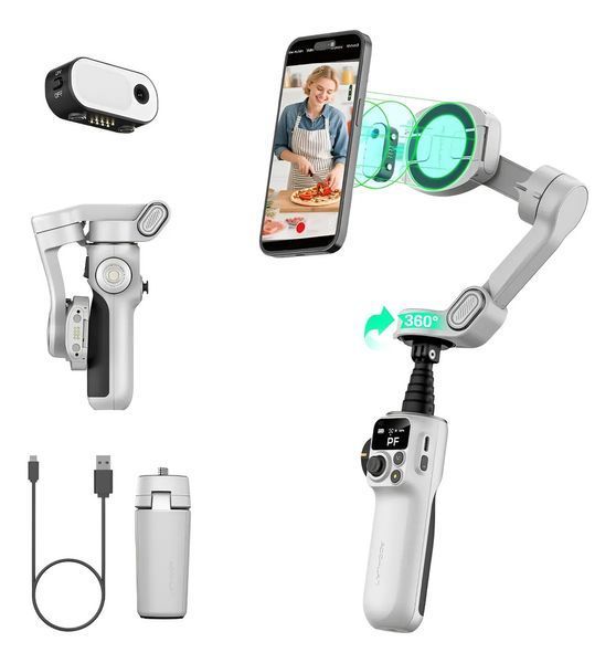 Триосьовий стабілізатор AOCHUAN Professional Gimbal Stabilizer for Smartphone SMART P2 White 133381966 фото