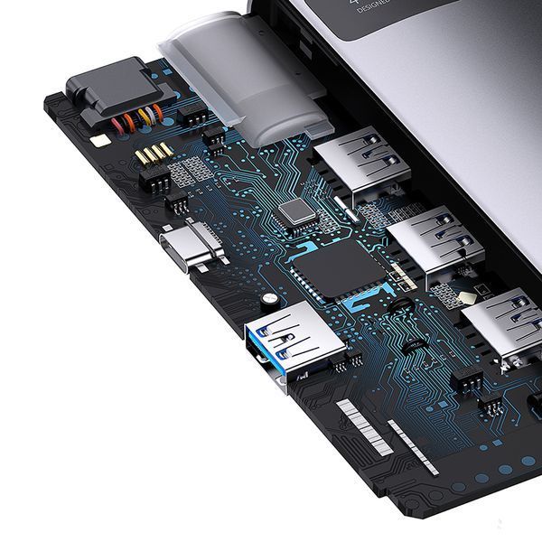USB-хаб Baseus Metal Gleam Series 4-in-1 Multifunctional Type-C HUB Docking Station Gray（Type-C to USB3.0*4） 654888590 фото