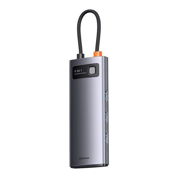 USB-хаб Baseus Metal Gleam Series 4-in-1 Multifunctional Type-C HUB Docking Station Gray（Type-C to USB3.0*4） 654888590 фото