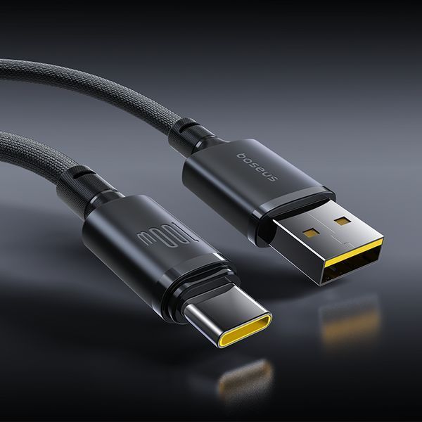 Кабель Baseus New Braided Fast Charging Cable USB-A to USB-C 100W/7.5W 1m Cosmic Black 235706414 фото