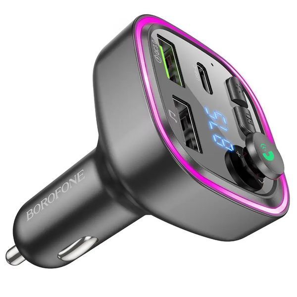 АЗП з FM-модулятором BOROFONE BC48 Broad QC3.0 car BT FM transmitter 18W Black 297311263 фото