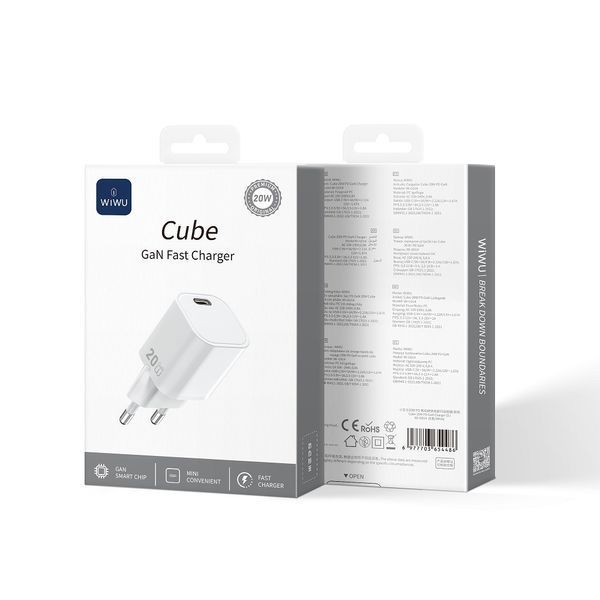 Мережевий зарядний пристрій WIWU 20W Cube GaN Fast Charger 1C Wi-G014 EU White 729558360 фото