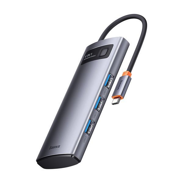USB-хаб Baseus Metal Gleam Series 4-in-1 Multifunctional Type-C HUB Docking Station Gray（Type-C to USB3.0*4） 654888590 фото