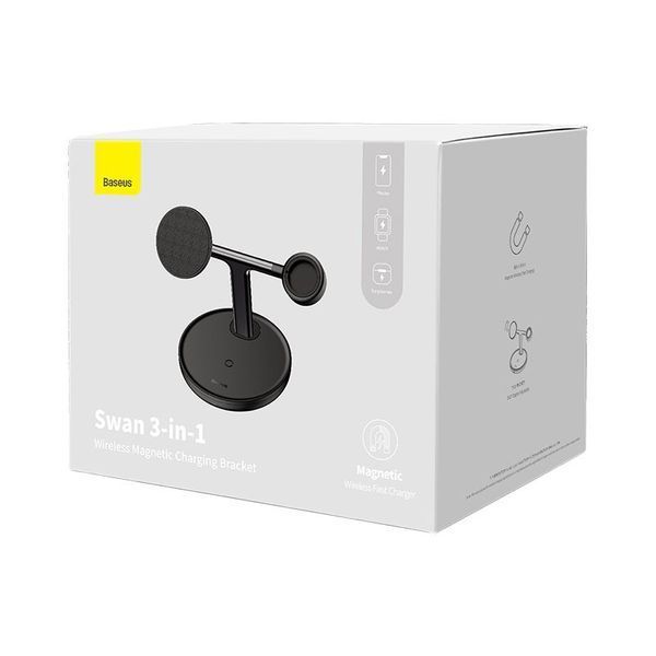 Беспроводное зарядное устройство Baseus Swan 3-in-1 Wireless Magnetic Charging Bracket 20W Black Universal version 111595876 фото