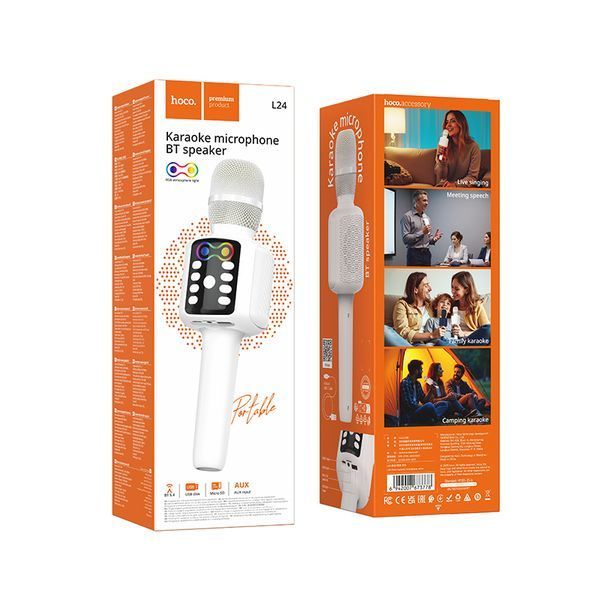 Портативная колонка-микрофон HOCO L24 Shine karaoke microphone, 5W, Blue 422650705 фото
