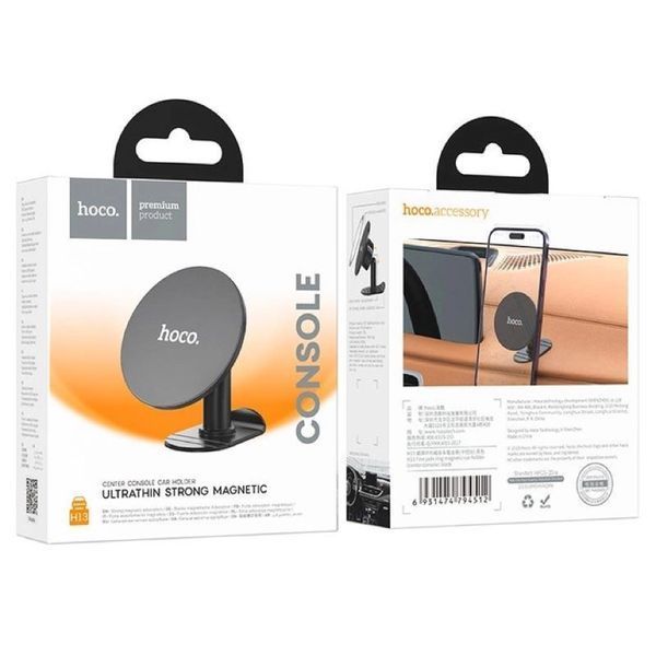 Автодержатель для телефона HOCO H13 Fine jade ring magnetic car holder(center console) Black 525792864 фото