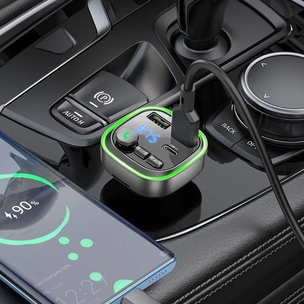 АЗП з FM-модулятором BOROFONE BC48 Broad QC3.0 car BT FM transmitter 18W Black 297311263 фото