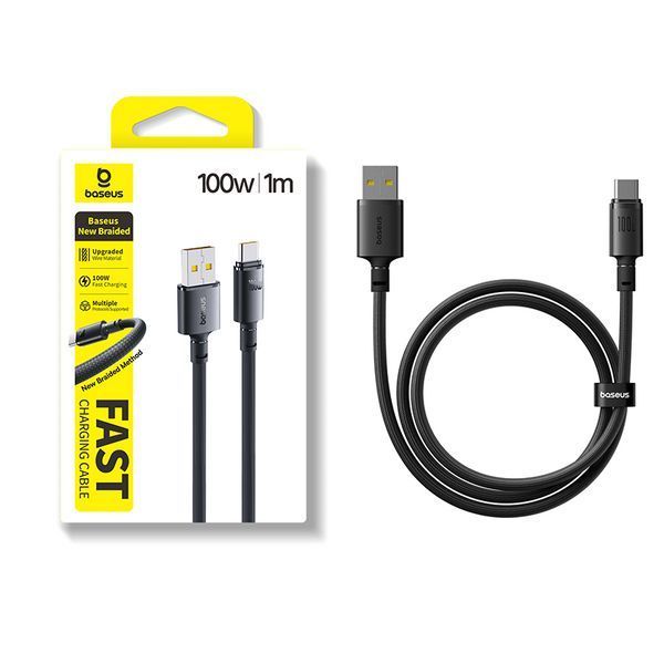 Кабель Baseus New Braided Fast Charging Cable USB-A to USB-C 100W/7.5W 1m Cosmic Black 235706414 фото