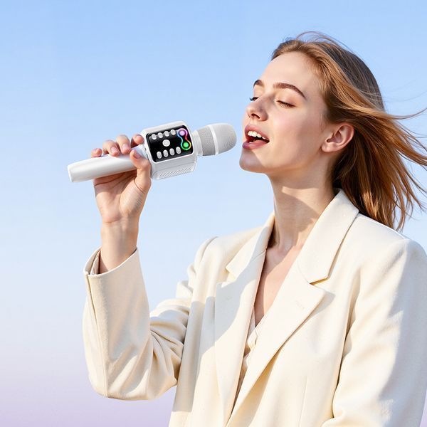 Портативная колонка-микрофон HOCO L24 Shine karaoke microphone, 5W, Blue 422650705 фото