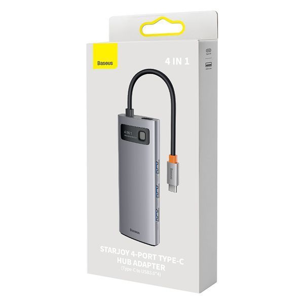 USB-хаб Baseus Metal Gleam Series 4-in-1 Multifunctional Type-C HUB Docking Station Gray（Type-C to USB3.0*4） 654888590 фото