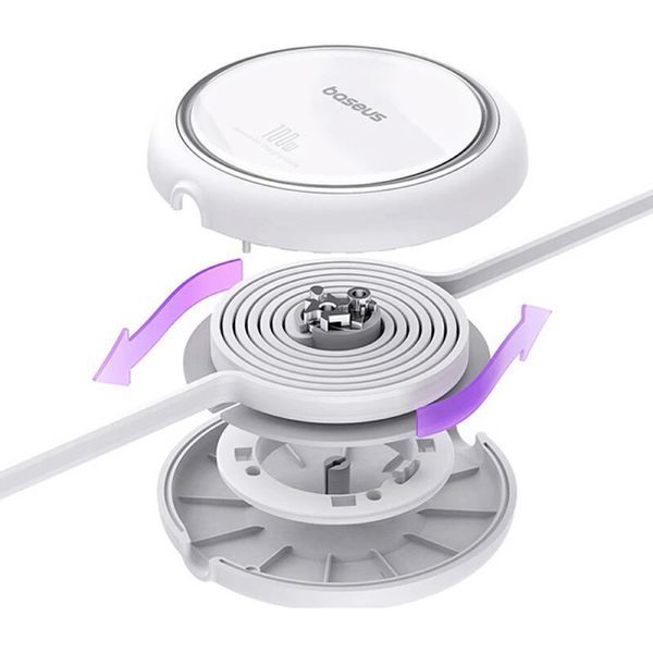 Кабель Baseus Free2Draw Mini Retractable Charging Cable Type-C to Type-C 100W 1m Moon White 304222680 фото