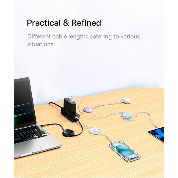 Кабель Baseus Free2Draw Mini Retractable Charging Cable Type-C to Type-C 100W 1m Moon White 304222680 фото