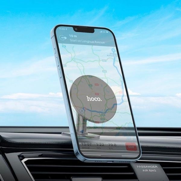 Автодержатель для телефона HOCO H13 Fine jade ring magnetic car holder(center console) Black 525792864 фото