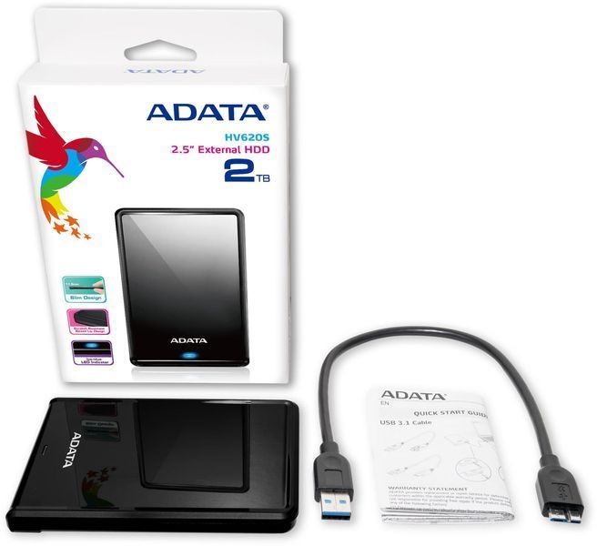 Зовнішній жорсткий диск PHD External 2.5'' ADATA USB 3.2 Gen. 1 DashDrive Classic HV620S 2TB Slim Black 763887510 фото