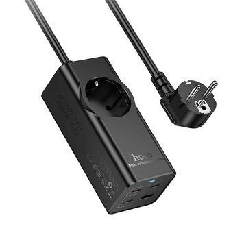 Мережевий подовжувач HOCO NS9 Wisdom 1-position (PD67W/3C1A) desktop socket (EU/GER) (2 m) Black 106690900 фото