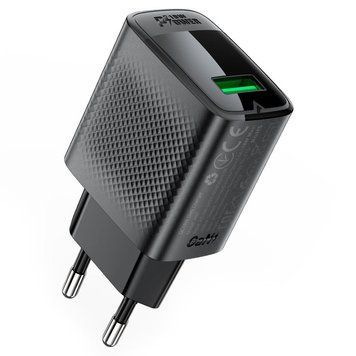 Сетевое зарядное устройство ACEFAST A90 QC18W GaN single USB-A charger (EU) Black 600873135 фото