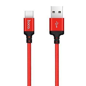 Кабель HOCO X14 USB to Type-C 3A, 1m, nylon, aluminum connectors, Black-Red 129996963 фото