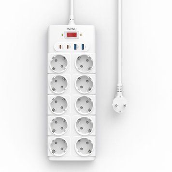 Мережевий подовжувач WIWU 14 in 1 20W GaN Power Strip 2C+2A+10AC Wi-S008 EU (2 m) White 132377709 фото