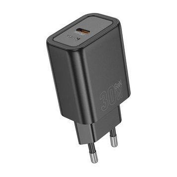 Мережевий зарядний пристрій HOCO N62 Gentle single port PD30W charger (EU) Black 705287471 фото
