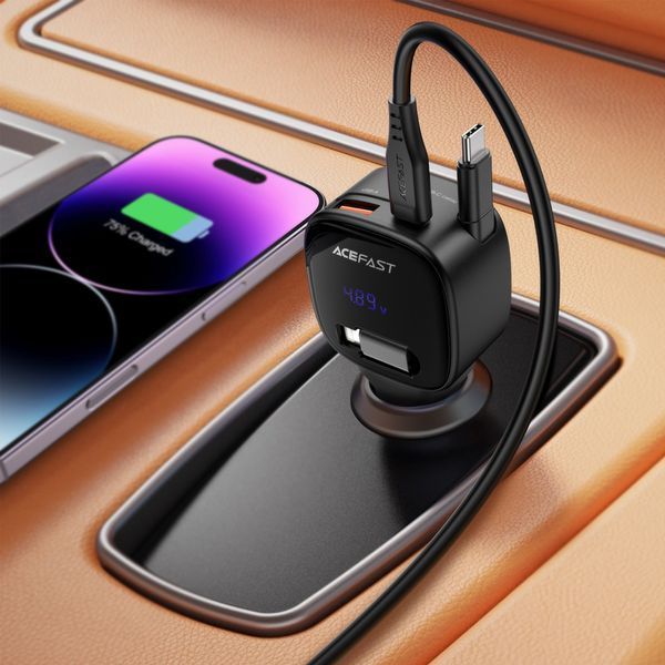Автомобільний зарядний пристрій ACEFAST B17 95W car charger with telescopic cable Black 770485476 фото