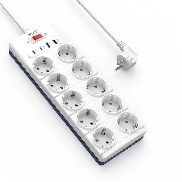 Мережевий подовжувач WIWU 14 in 1 20W GaN Power Strip 2C+2A+10AC Wi-S008 EU (2 m) White 132377709 фото