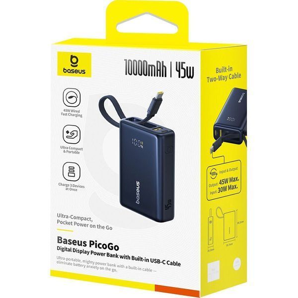 Зовнішній акумулятор Baseus PicoGo Digital Display Power Bank 10000mAh 45W Cosmic Black 267663159 фото