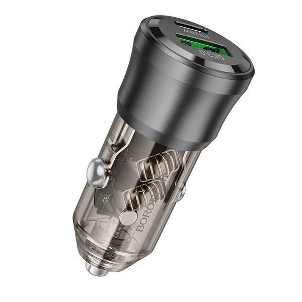 Автомобільний зарядний пристрій BOROFONE BZ25 Journey PD38W(1C1A) car charger Transparent Black 696218258 фото