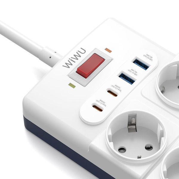 Мережевий подовжувач WIWU 14 in 1 20W GaN Power Strip 2C+2A+10AC Wi-S008 EU (2 m) White 132377709 фото