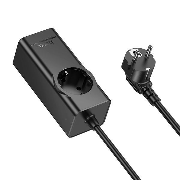 Сетевой подовжувач HOCO NS9 Wisdom 1-position (PD67W/3C1A) desktop socket (EU/GER) (2 m) Black 106690900 фото