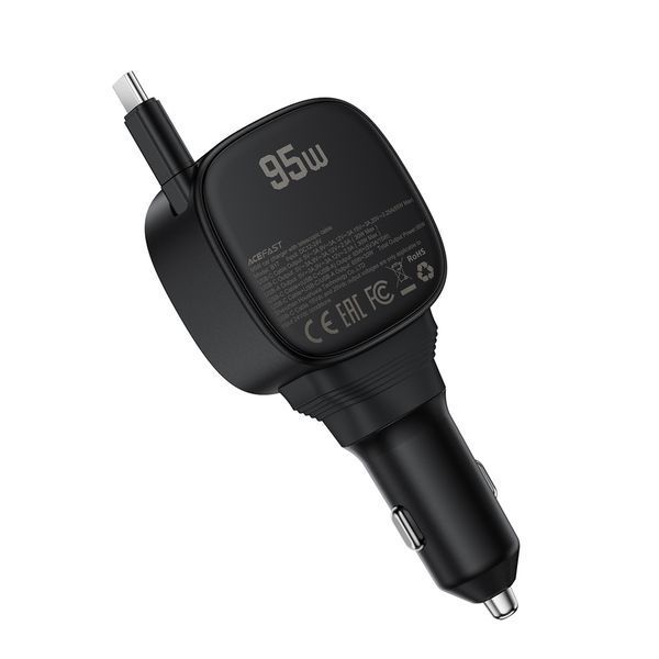 Автомобільний зарядний пристрій ACEFAST B17 95W car charger with telescopic cable Black 770485476 фото