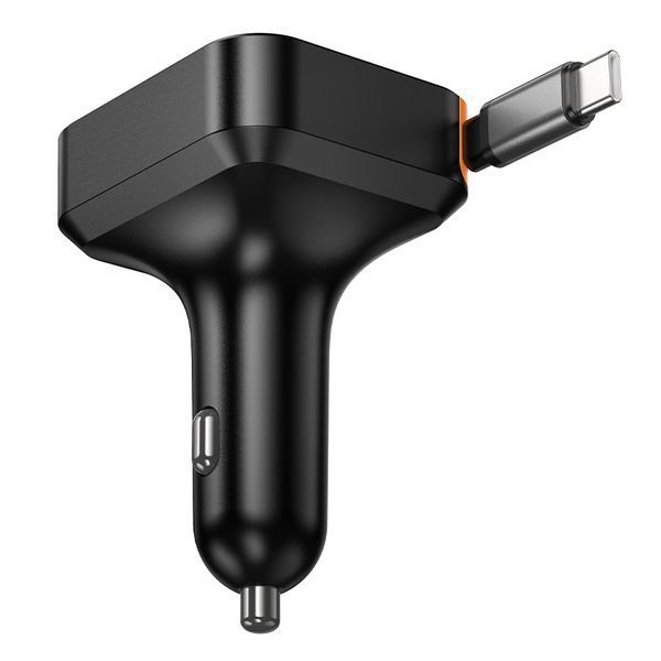 Автомобильное зарядное устройство HOCO NZ18 Guardian PD65W(2C1A) car charger with retractable cable Black 904568498 фото