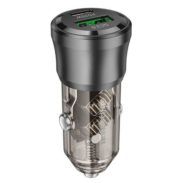 Автомобільний зарядний пристрій BOROFONE BZ25 Journey PD38W(1C1A) car charger Transparent Black 696218258 фото