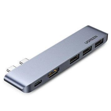 USB-Хаб UGREEN CM251 Dual USB-C To HDMI+3*USB 3.0 A+Type C Female Converter 454539348 фото