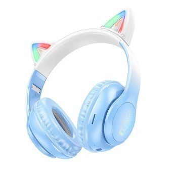 Бездротові накладні навушники HOCO W42 Cat ears BT headphones Crystal Blue 550402047 фото