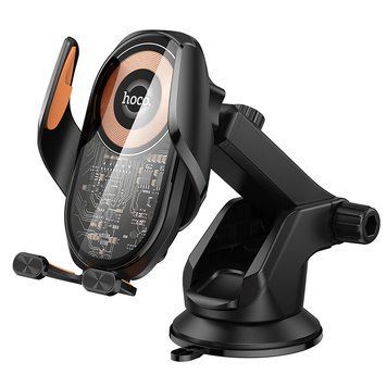 Автотримач для телефона з БЗП HOCO HW34 Blue whale 3-axis linkage wireless fast charging car holder(center console) 896626719 фото