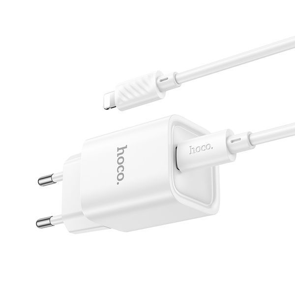 Мережевий зарядний пристрій з кабелем HOCO C148A Charm single port PD30W charger set (C to iP) (EU) White 461655813 фото