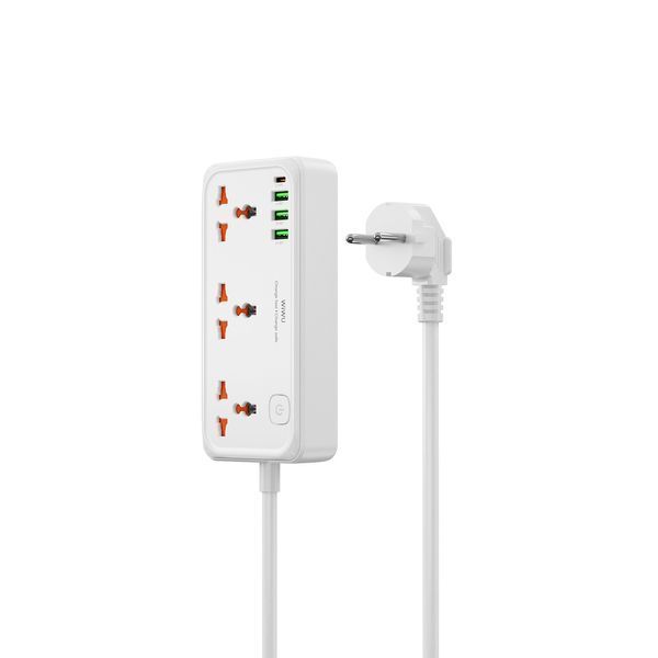 Мережевий подовжувач WIWU 30W Cube Multiple Function GaN Power Strip 1C3A+3 sockets Wi-S005 EU White 303213513 фото