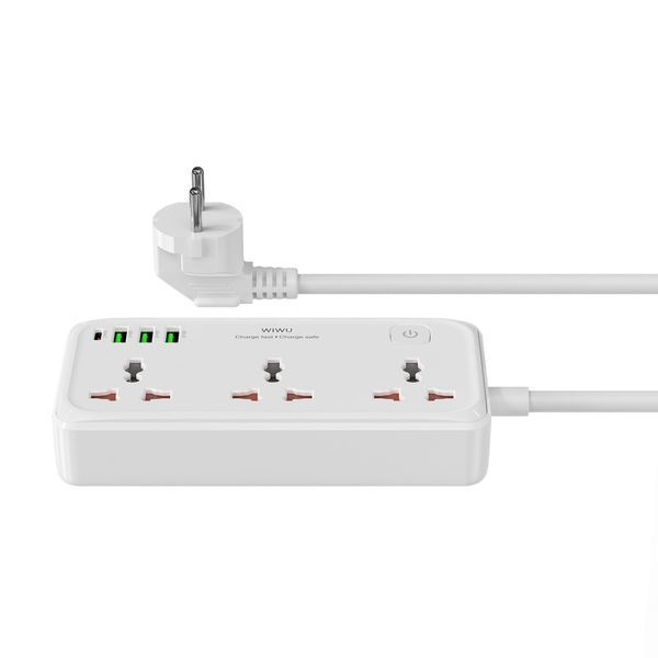 Мережевий подовжувач WIWU 30W Cube Multiple Function GaN Power Strip 1C3A+3 sockets Wi-S005 EU White 303213513 фото
