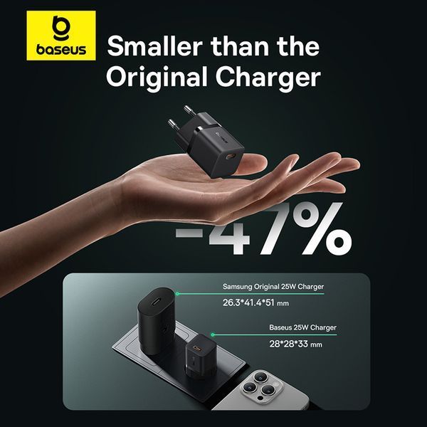 Сетевое зарядное устройство Baseus GaN5 Fast Charger (mini) 1C 25W EU Cluster Black 111516544 фото