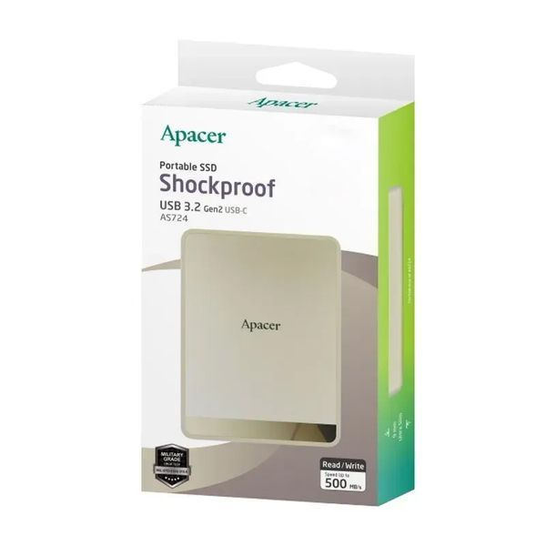 Портативный SSD Apacer AS724 512 GB USB 3.2 Gen.2 Type-C Read/Write 500MB/s Cream 511515166 фото