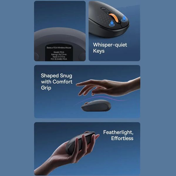 Манипулятор мышь беспроводная Baseus F01A Wireless Mouse Frosted Gray 411813269 фото