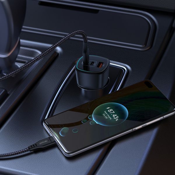 Автомобільний зарядний пристрій ACEFAST B18 200W(2USB-C+USB-A)fast car charger Black 301896812 фото