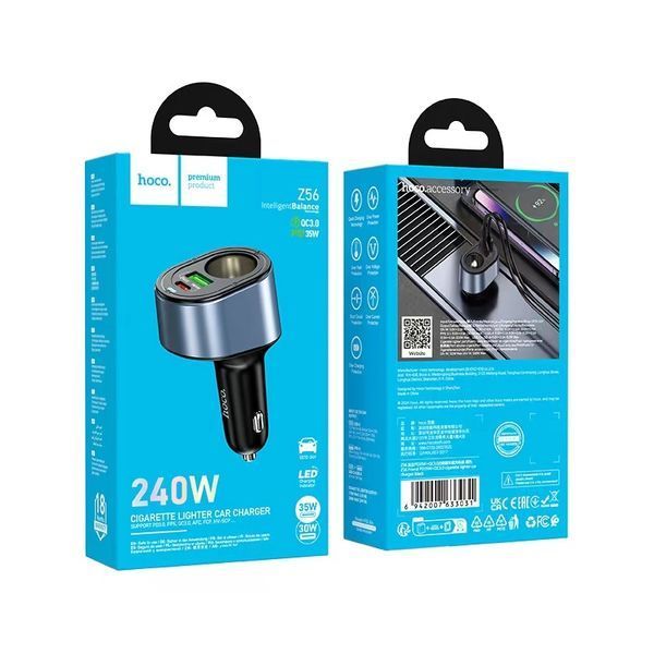 Автомобільний зарядний пристрій HOCO Z56 Friend PD35W+QC3.0 cigarette lighter car charger Black 983339931 фото
