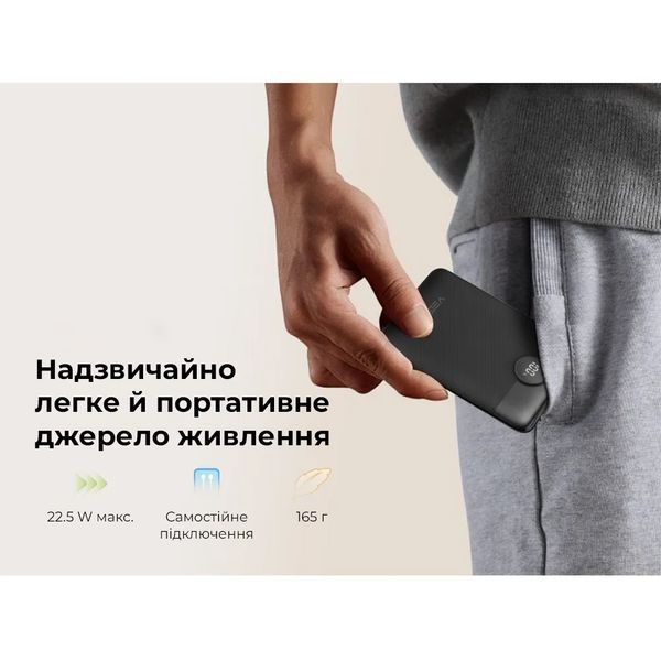Внешний аккумулятор VEGER 10000 mAh with built-in cables Type C / Lightning PD QC3.0 2A 22,5W C11 (W1170) black 768317324 фото