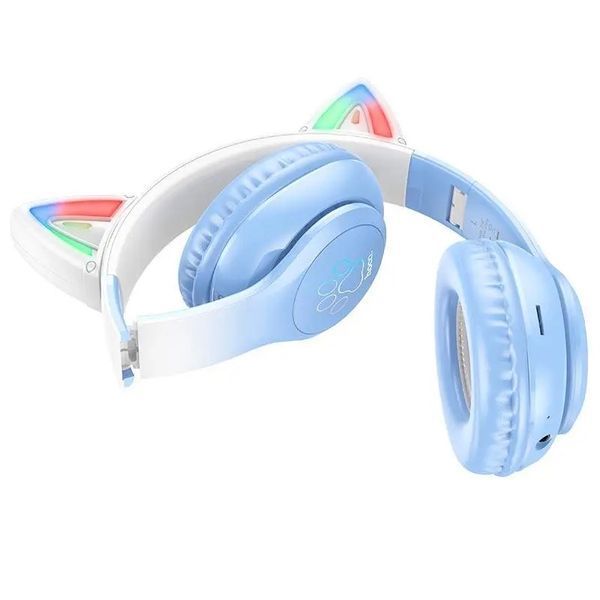Бездротові накладні навушники HOCO W42 Cat ears BT headphones Crystal Blue 550402047 фото