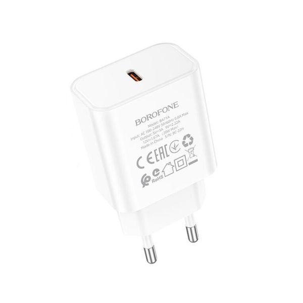 Мережевий зарядний пристрій BOROFONE BA71A Power single Port PD20W charger White 112832996 фото