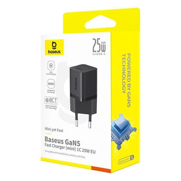 Сетевое зарядное устройство Baseus GaN5 Fast Charger (mini) 1C 25W EU Cluster Black 111516544 фото